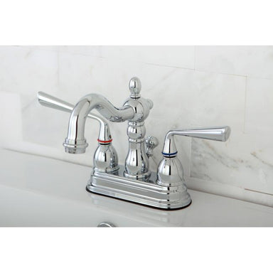 Kingston Brass Silver Sage Two Handle 4" Centerset Lavatory Faucet with Brass Pop-up-Bathroom Faucets-Free Shipping-Directsinks.