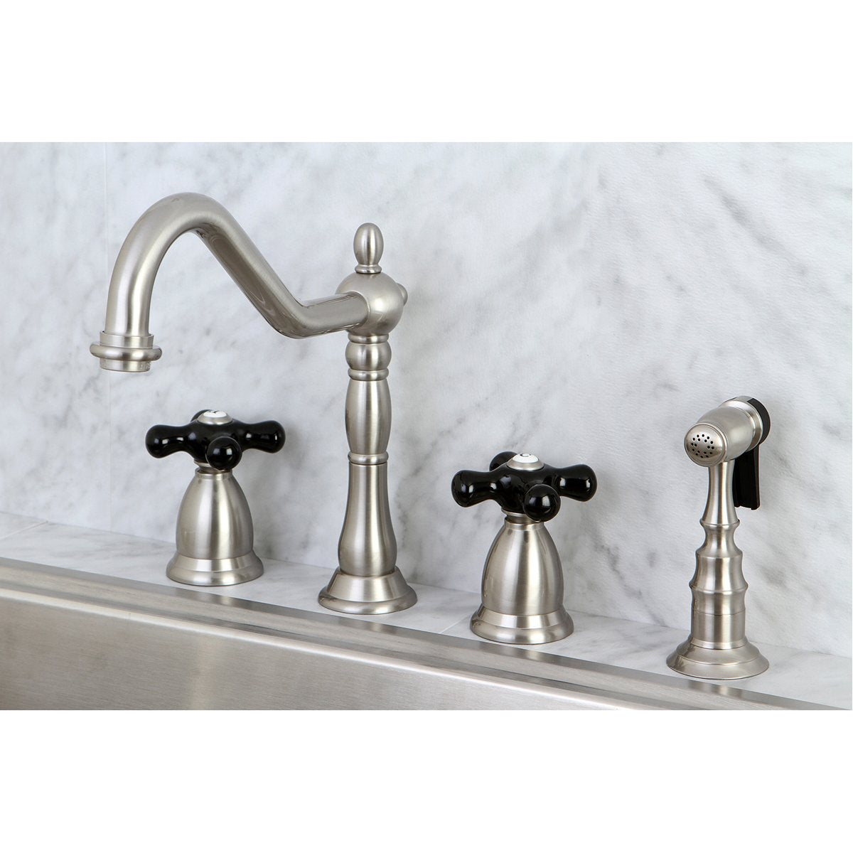 Kingston Brass Duchess Deck Mount 4-Hole Widespread Kitchen Faucet
