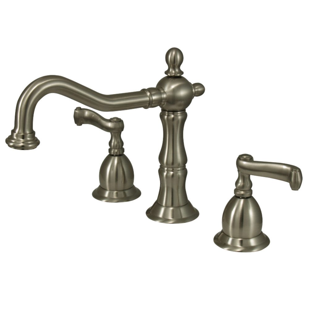 Kingston Brass Heritage Classic Two Handle Deck Mount 8" to 14" Widespread Lavatory Faucet with Brass Pop-up-Bathroom Faucets-Free Shipping-Directsinks.