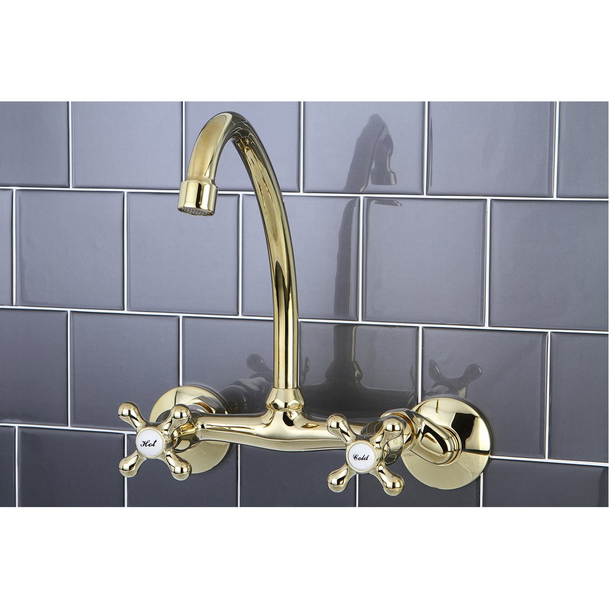 Kingston Brass Kingston 6-Inch Adjustable Center Wall Mount Kitchen Faucet