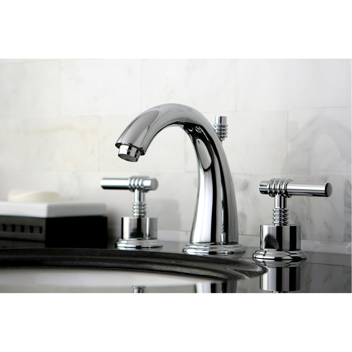 Kingston Brass 8-Inch Widespread Bathroom Faucet with Brass Pop-Up