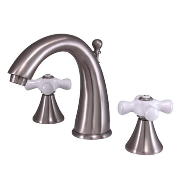 Kingston Brass Naples 8" to 16" Widespread Two Handle Deck Mount Lavatory Faucet with Brass Pop-up-Bathroom Faucets-Free Shipping-Directsinks.