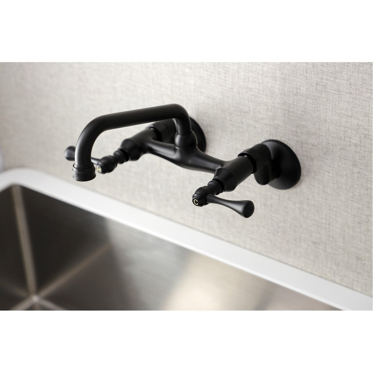 Kingston Brass 6-Inch Adjustable Center Wall Mount Kitchen Faucet