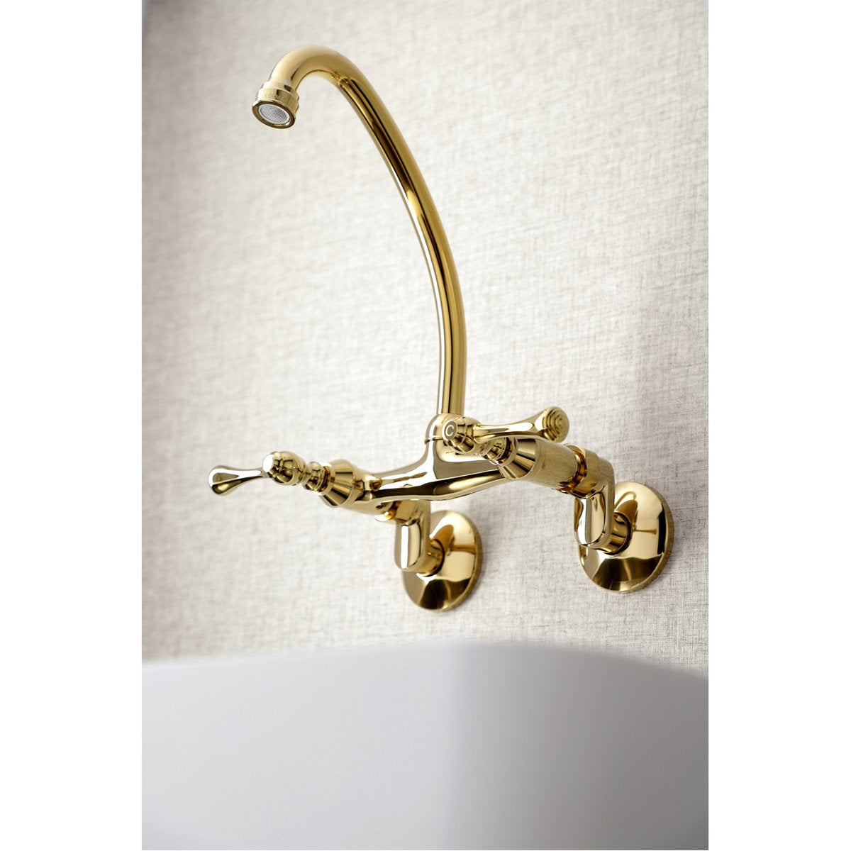 Kingston Brass Kingston Wall Mount 6-Inch Adjustable Center Kitchen Faucet