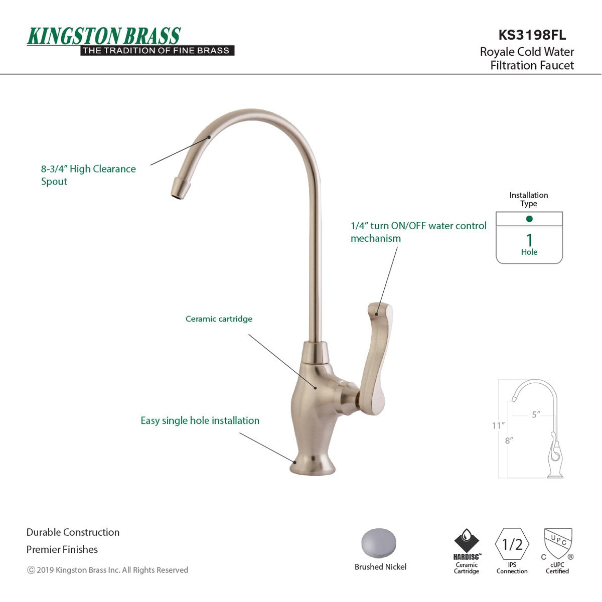 Kingston Brass Royale Single Handle Water Filtration Faucet