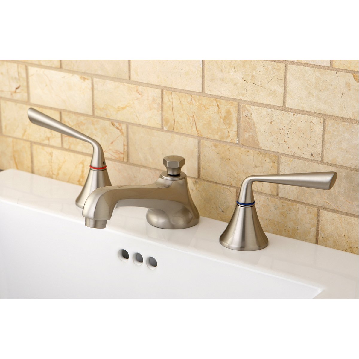 Kingston Brass 8-Inch Widespread 3-Hole Bathroom Faucet with Brass Pop-Up-DirectSinks