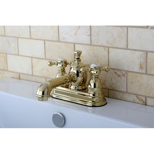 Kingston Brass English Country 4" Centerset Lavatory Faucet with Metal Cross Handle and Heritage Spout-Bathroom Faucets-Free Shipping-Directsinks.