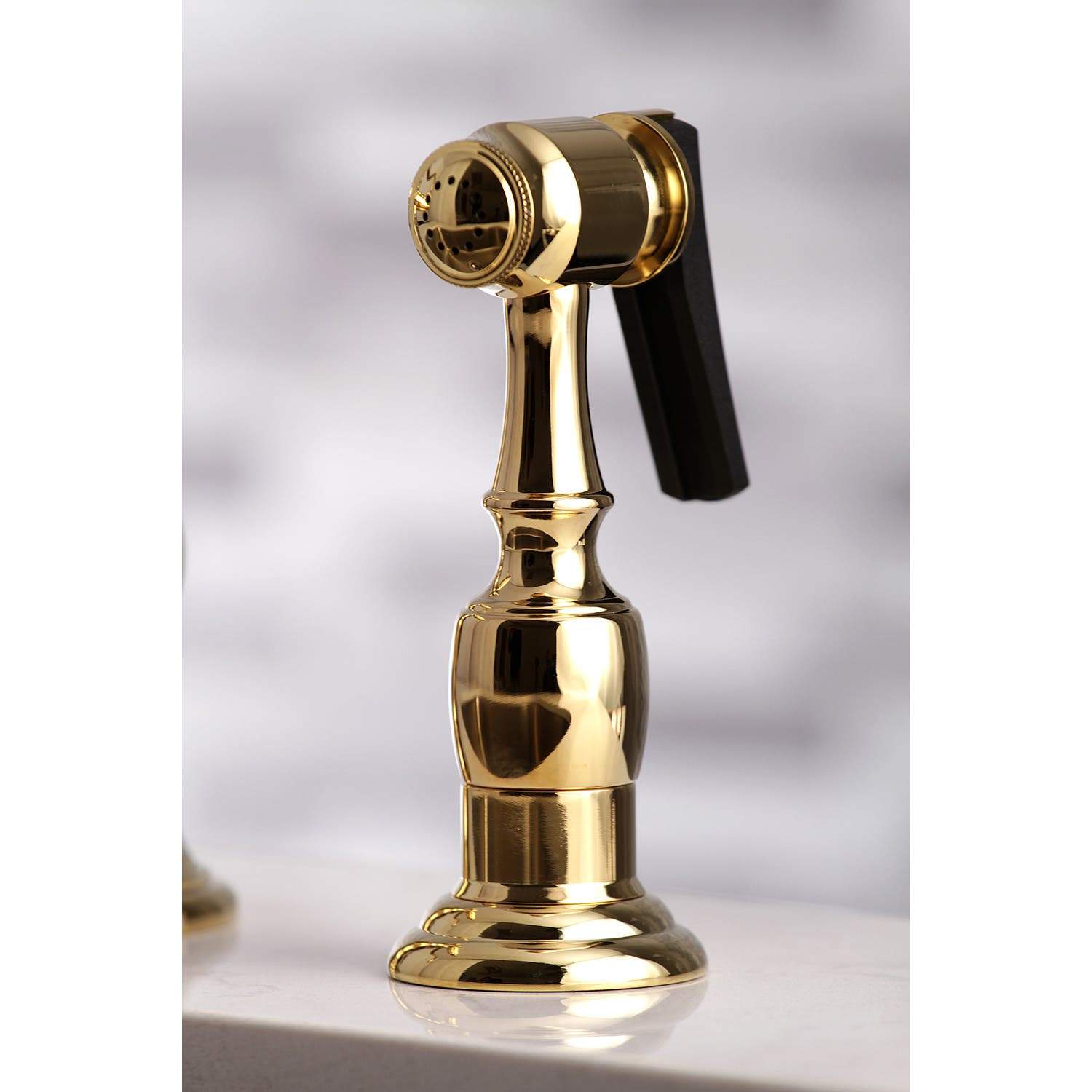 Kingston Brass KS727XPKLBS-P Duchess Bridge Kitchen Faucet with Brass Sprayer