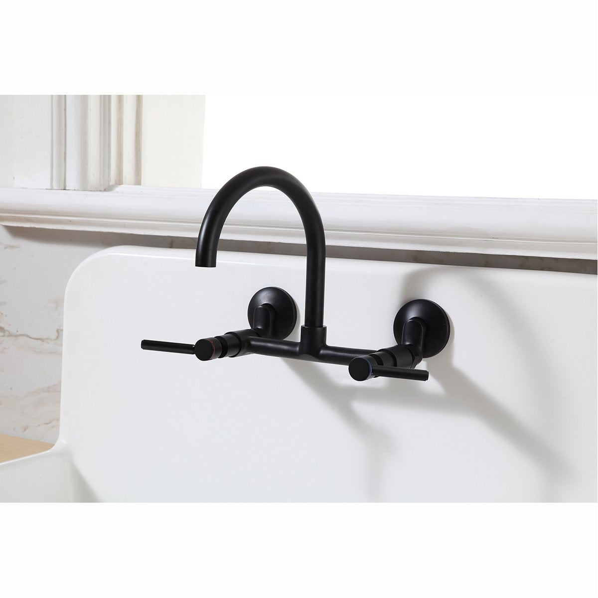 Kingston Brass Concord Wall Mount 2-Hole 8-Inch Adjustable Center Kitchen Faucet