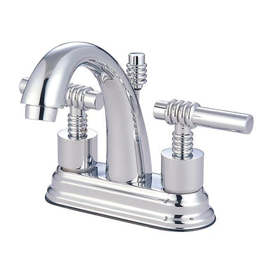 Kingston Brass Milano Two Handle 4" Centerset Solid Brass Lavatory Faucet with Brass Pop-up-Bathroom Faucets-Free Shipping-Directsinks.