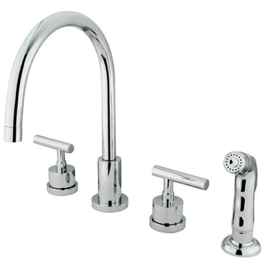 Kingston Brass KS8721CML Manhattan Double Handle Widespread Kitchen Faucet with Non-Metallic Sprayer-Kitchen Faucets-Free Shipping-Directsinks.