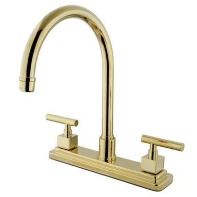 Kingston Brass Claremont Double Handle 8" Kitchen Faucet in Polished Brass-Kitchen Faucets-Free Shipping-Directsinks.
