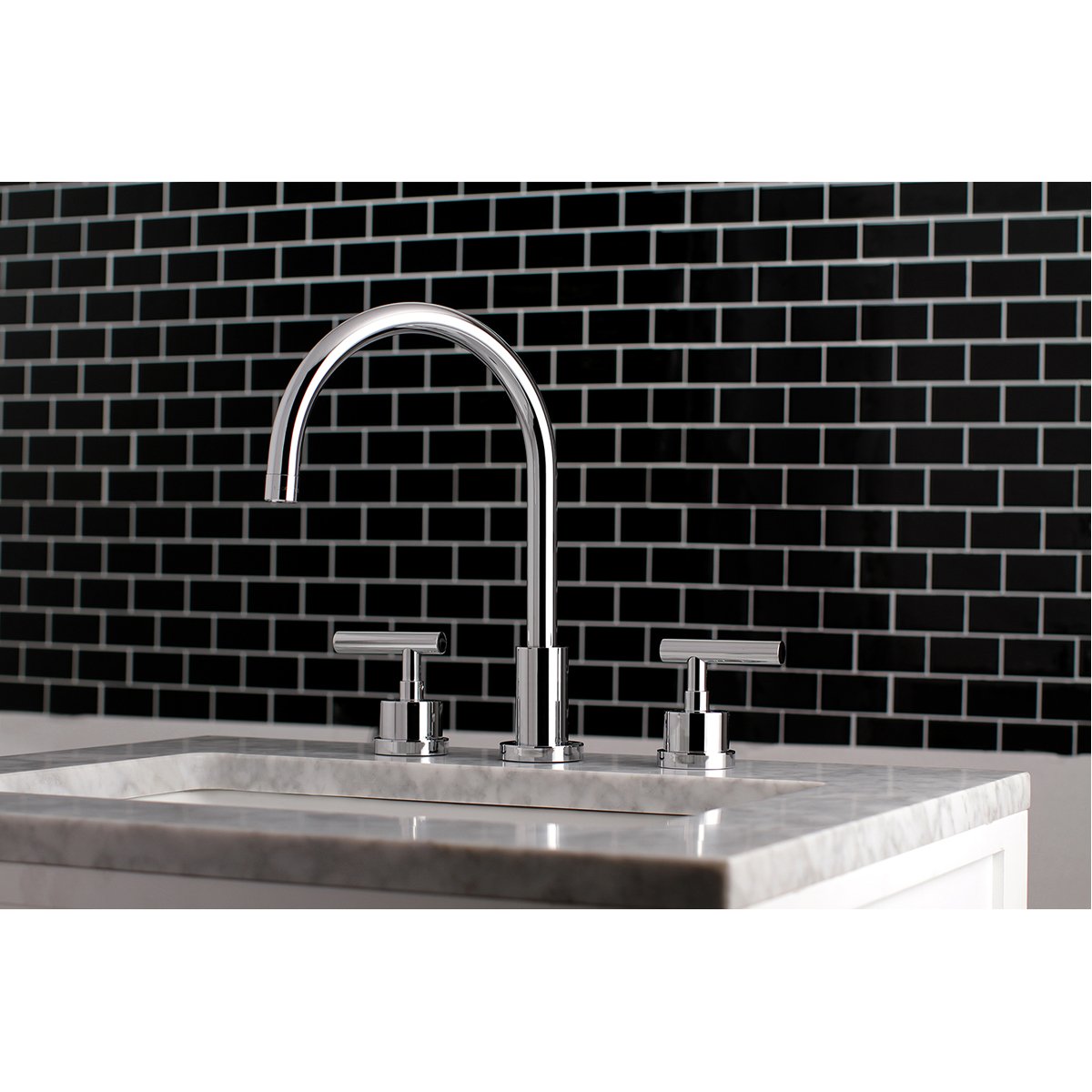 Kingston Brass Manhattan Deck Mount 8-Inch Widespread Bathroom Faucet