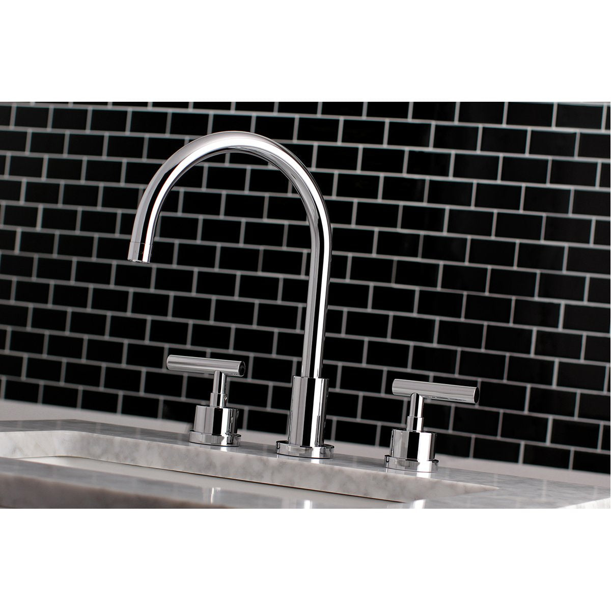 Kingston Brass Manhattan Deck Mount 8-Inch Widespread Bathroom Faucet