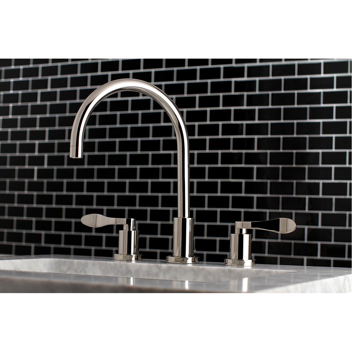 Kingston Brass NuWave Deck Mount 8-Inch Widespread Bathroom Faucet
