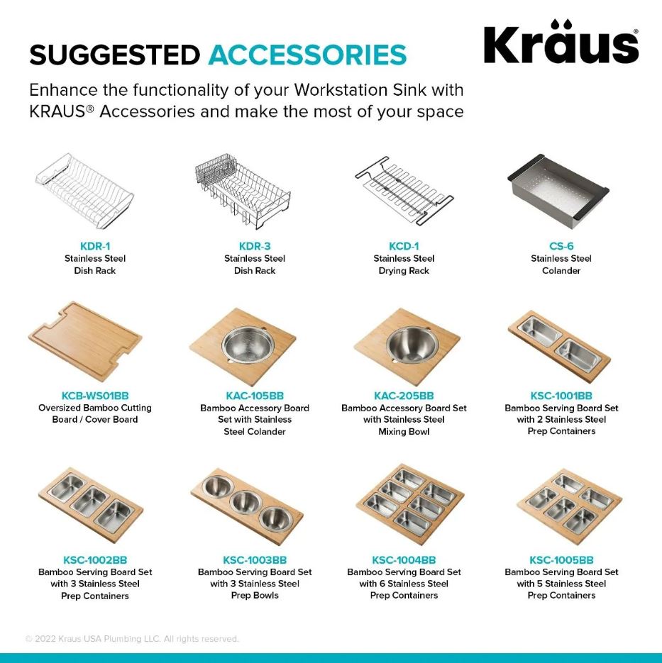 Kraus optional workstation accessories.