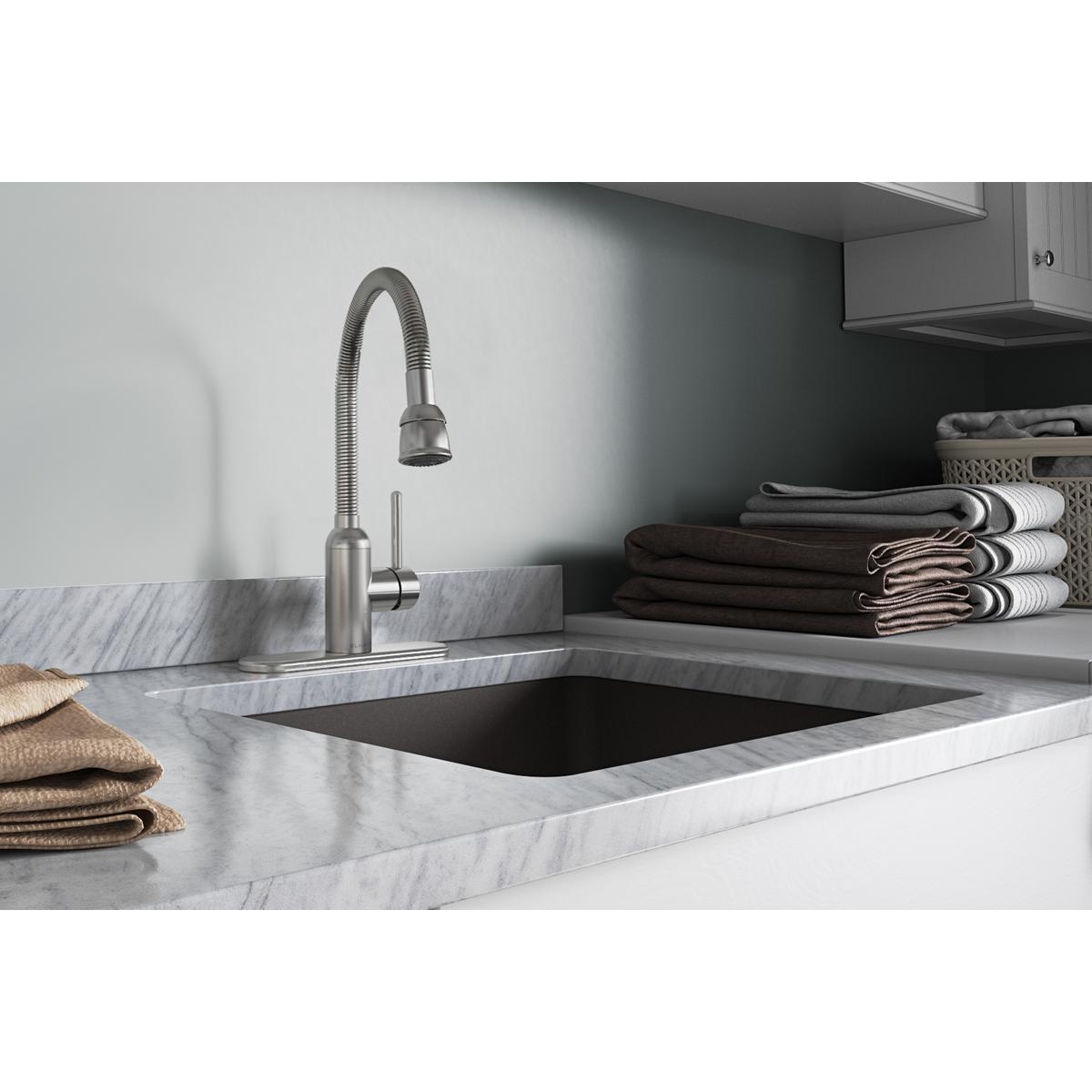 Elkay Pursuit Laundry/Utility Faucet with Flexible Spout Forward Only Lever Handle in Lustrous Steel