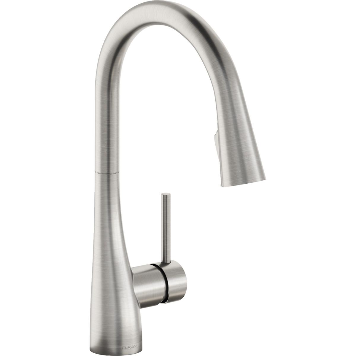 Elkay Gourmet Single Hole Kitchen Faucet with Pull-down Spray and Forward Only Lever Handle