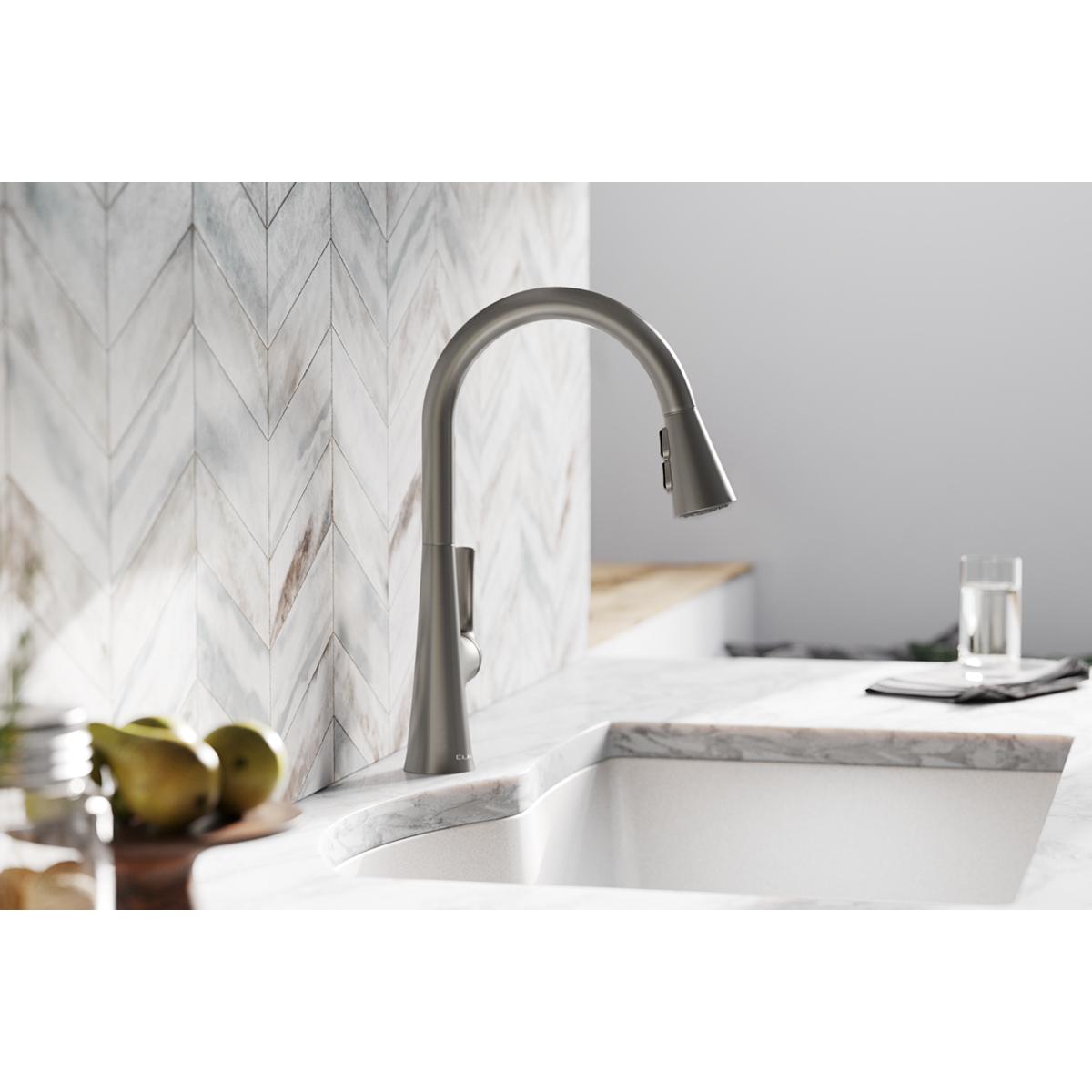 Elkay Harmony Single Hole Kitchen Faucet with Pull-down Spray and Forward Only Lever Handle