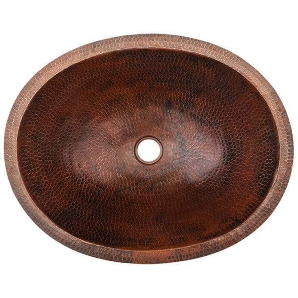 Premier Copper Products Small Oval Under Counter Hammered Copper Sink