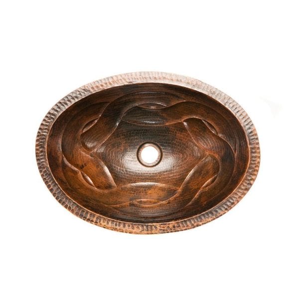 Premier Copper Products Oval Braid Under Counter Hammered Copper Sink