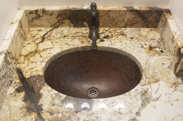 Premier Copper Products Oval Under Counter Hammered Copper Bathroom Sink