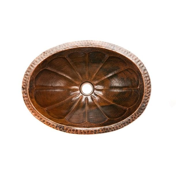 Premier Copper Products Oval Sunburst Under Counter Hammered Copper Sink