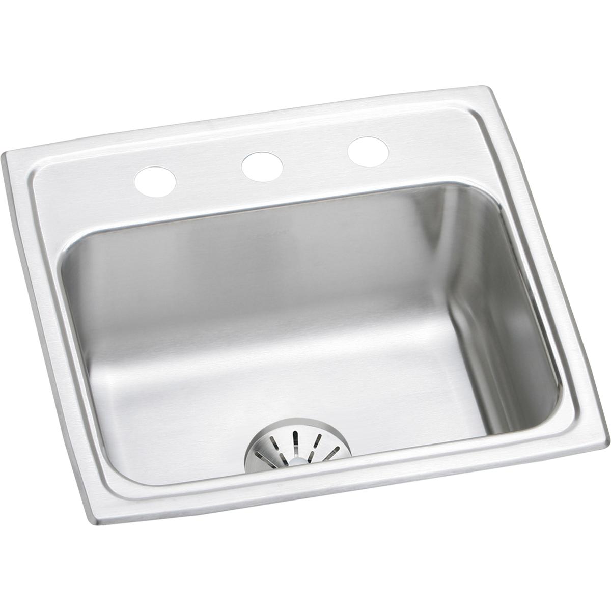 Elkay Lustertone Classic 19-1/2" x 19" x 7-1/2" Stainless Steel Single Bowl Drop-in Sink with Perfect Drain