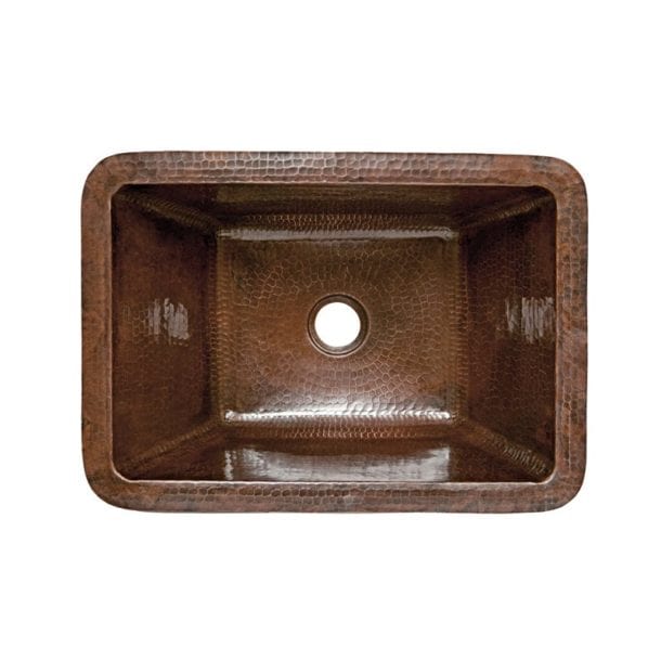 Premier Copper Products Rectangle Hammered Copper Bathroom Sink
