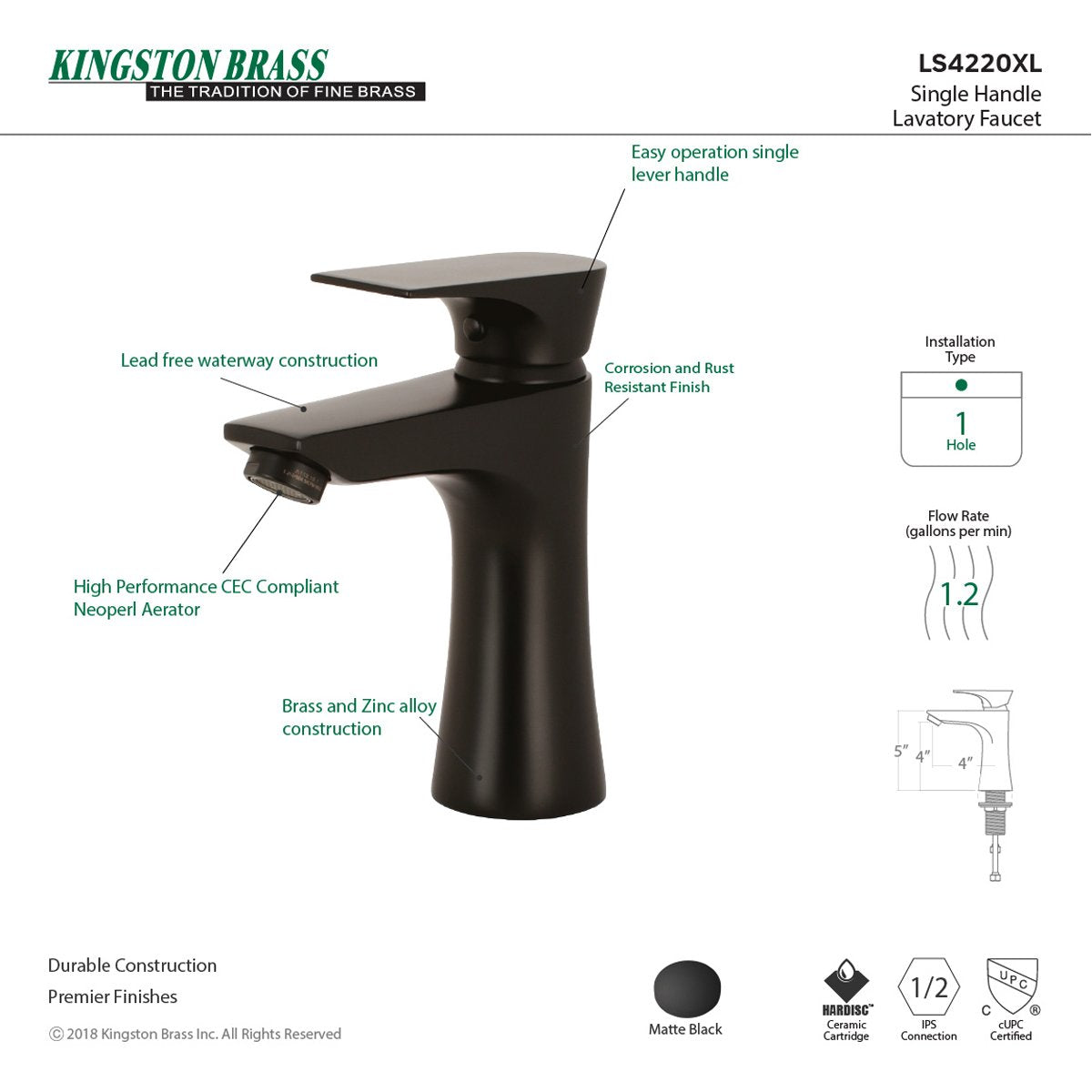 Kingston Brass Millennium Single-Handle Bathroom Faucet