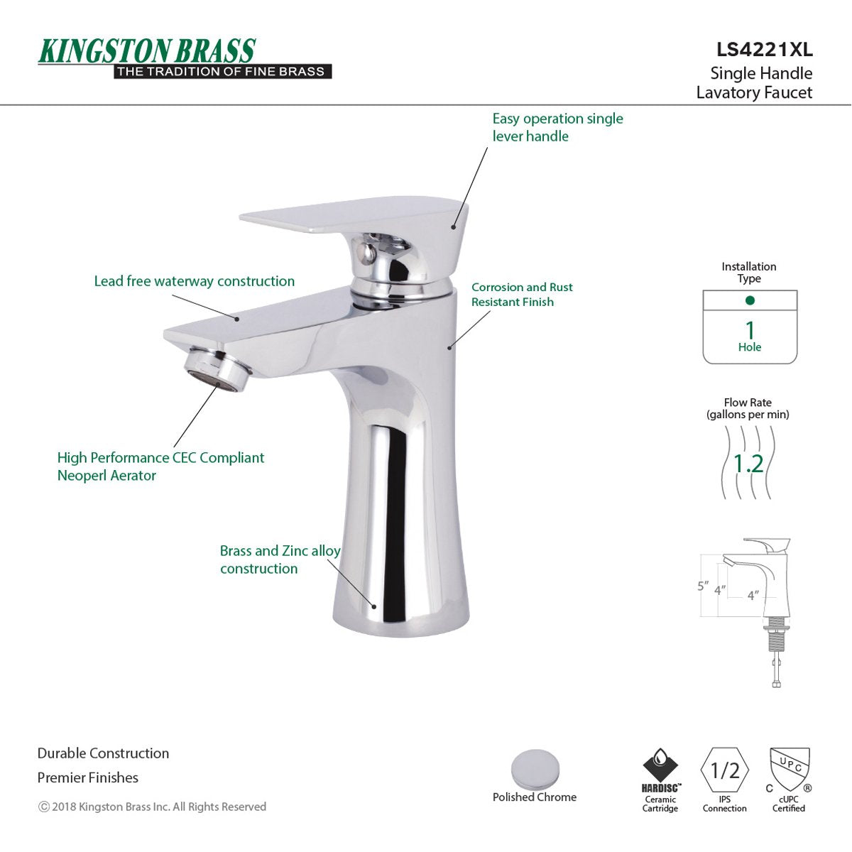 Kingston Brass Millennium Single-Handle Bathroom Faucet