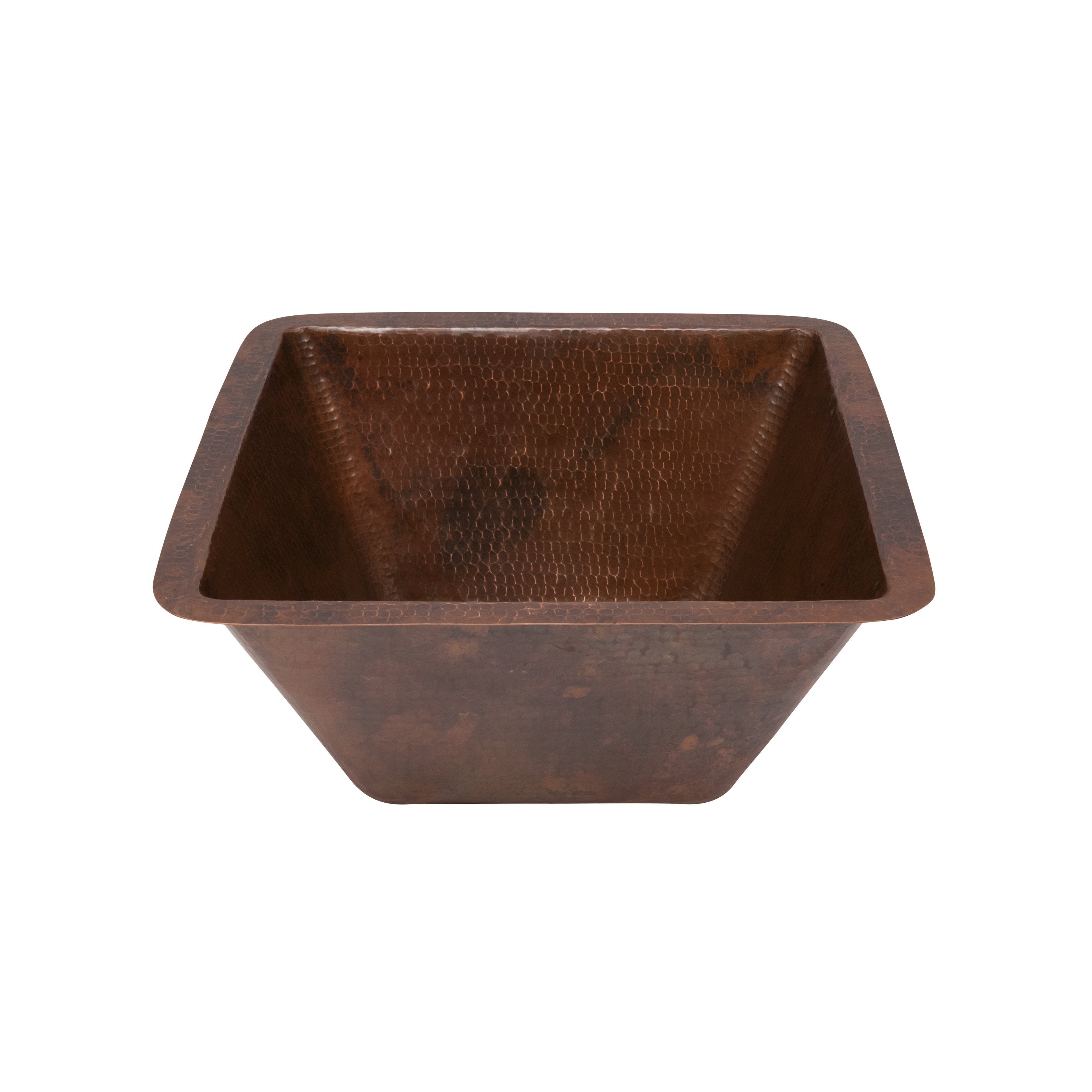 Premier Copper Products 15" Square Under Counter Hammered Copper Bathroom Sink-DirectSinks