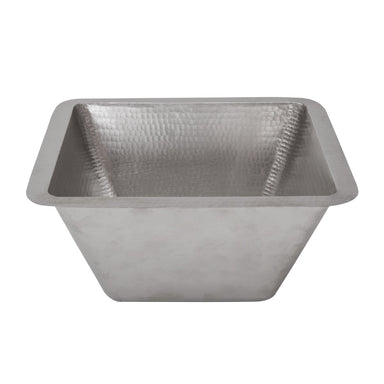 Premier Copper Products 15" Square Under Counter Hammered Copper Bathroom Sink in Nickel-DirectSinks