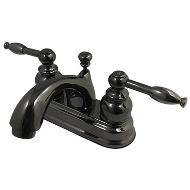 Kingston Brass NB2600KL Water Onyx 4 inch Centerset Lavatory Faucet with ABS/Brass Pop up Drain in Black Nickel-Bathroom Faucets-Free Shipping-Directsinks.