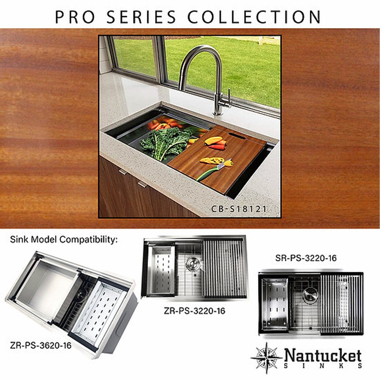 Nantucket Sinks 18" x 12" Pro Series Prep Station Cutting Board CB-S18121