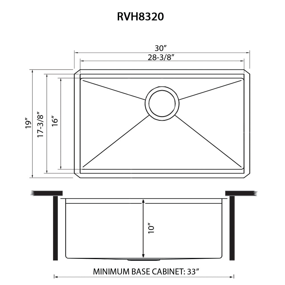 Ruvati 30" Small Radius Stainless Undermount Workstation Kitchen Sink