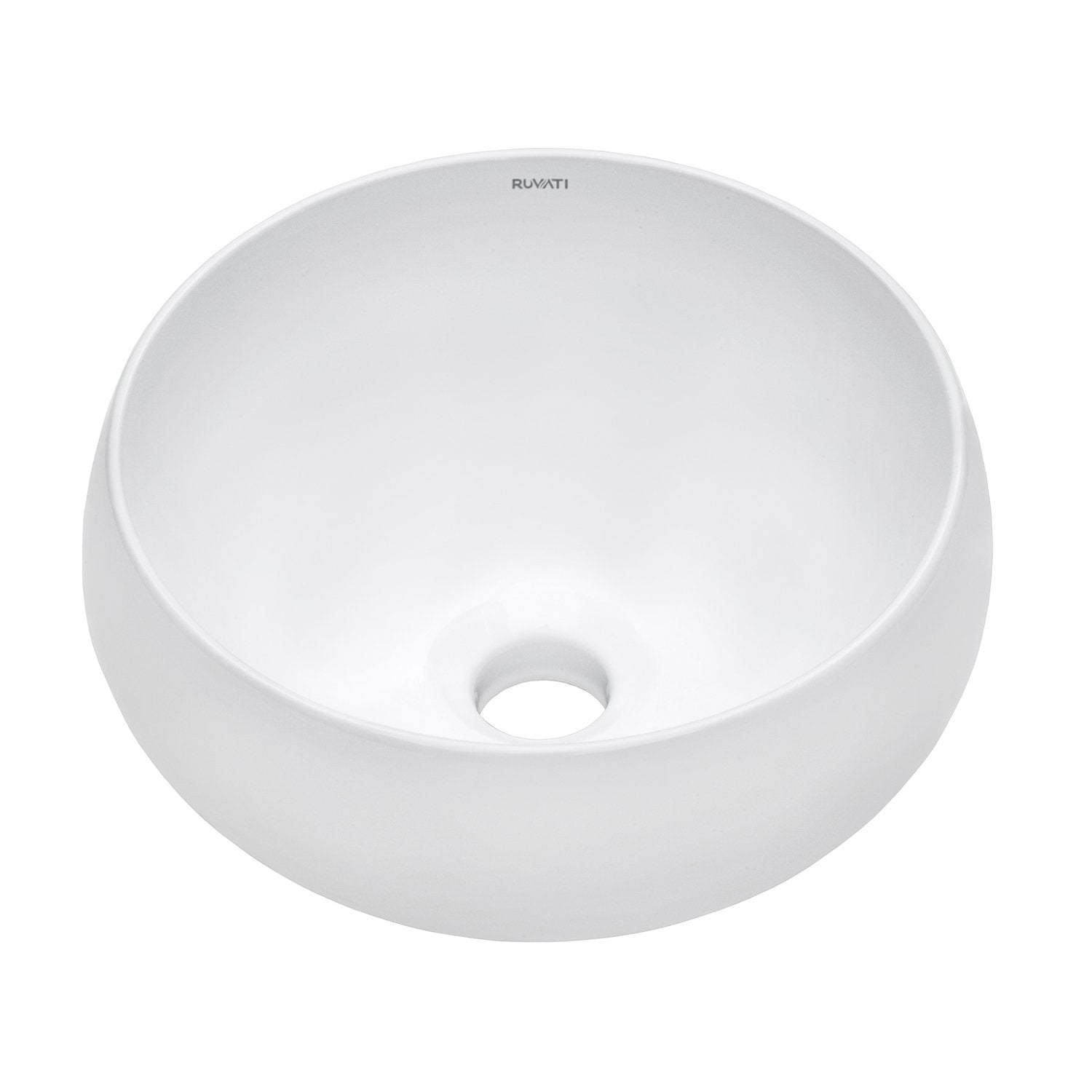 Ruvati 12" Circular Bathroom Vessel Sink in White  RVB0312
