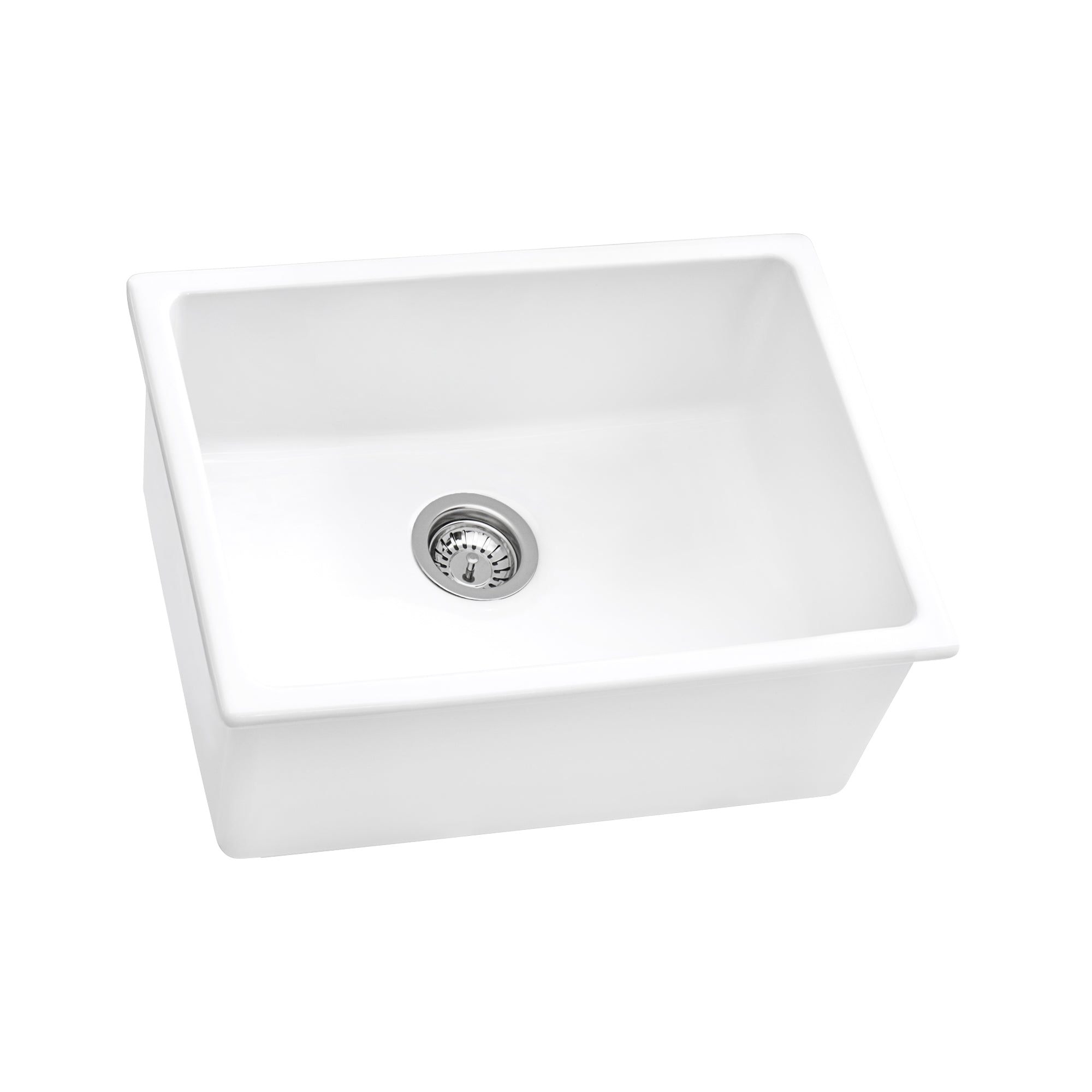 Ruvati 24" Fireclay Undermount / Topmount Single Bowl Kitchen Sink in White