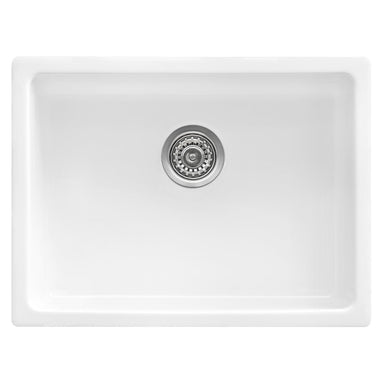 Ruvati 24" Fireclay Undermount / Topmount Single Bowl Kitchen Sink in White RVL2420WH