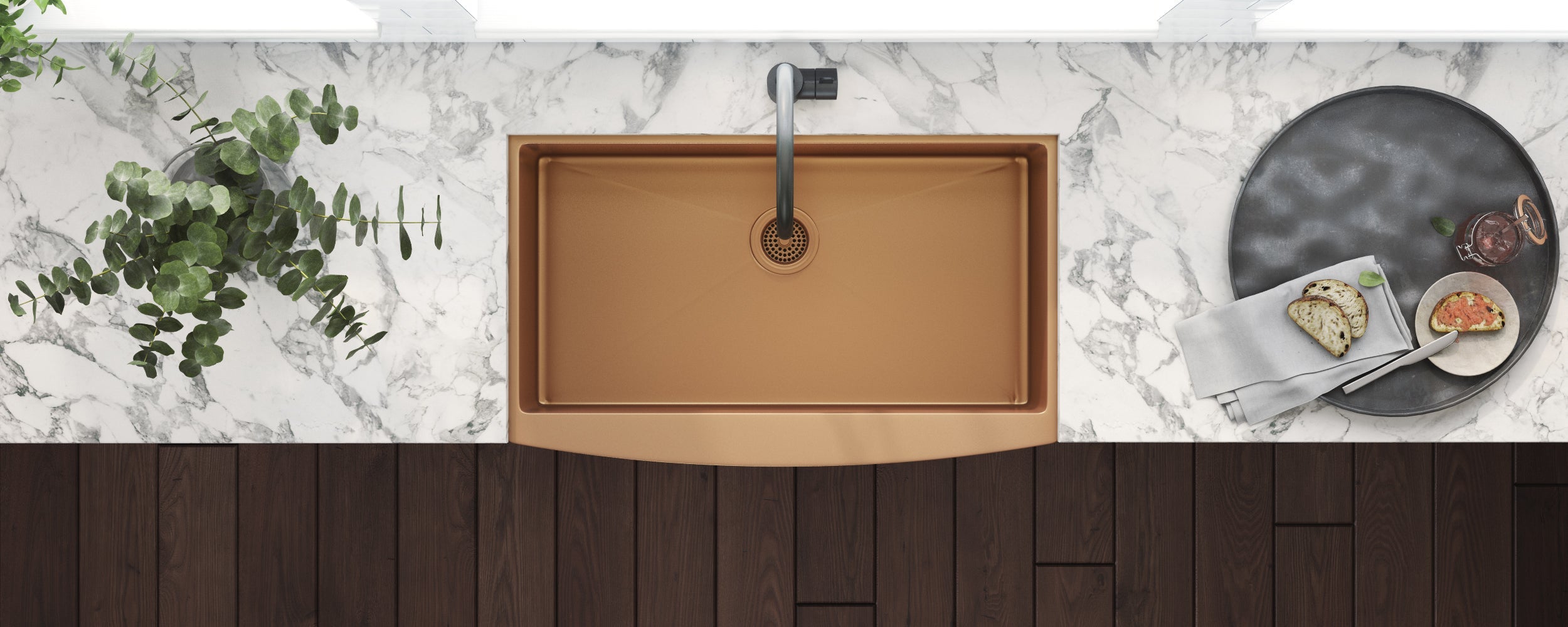 Ruvati 33" Copper Tone Matte Bronze Apron Front Stainless Steel Kitchen Sink