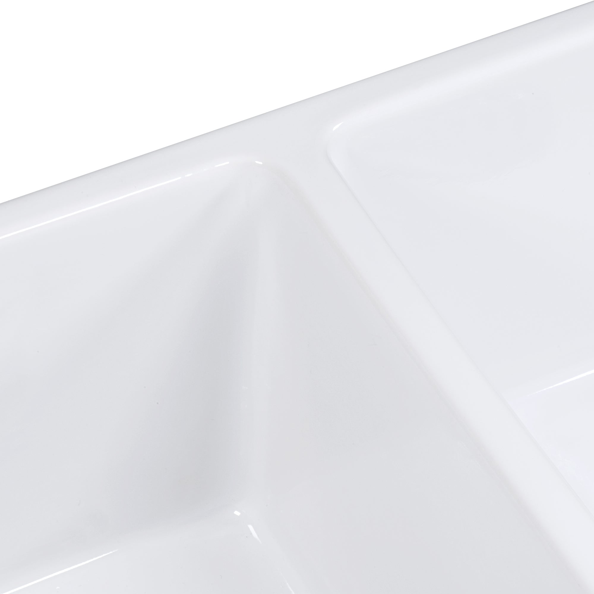 Ruvati 33 x 18" Fireclay Farmhouse Apron-Front Double Bowl Kitchen Sink in White