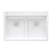 Ruvati 33" x 22" Topmount Granite Composite Double Bowl Low Divide Kitchen Sink in White RVG1385WH