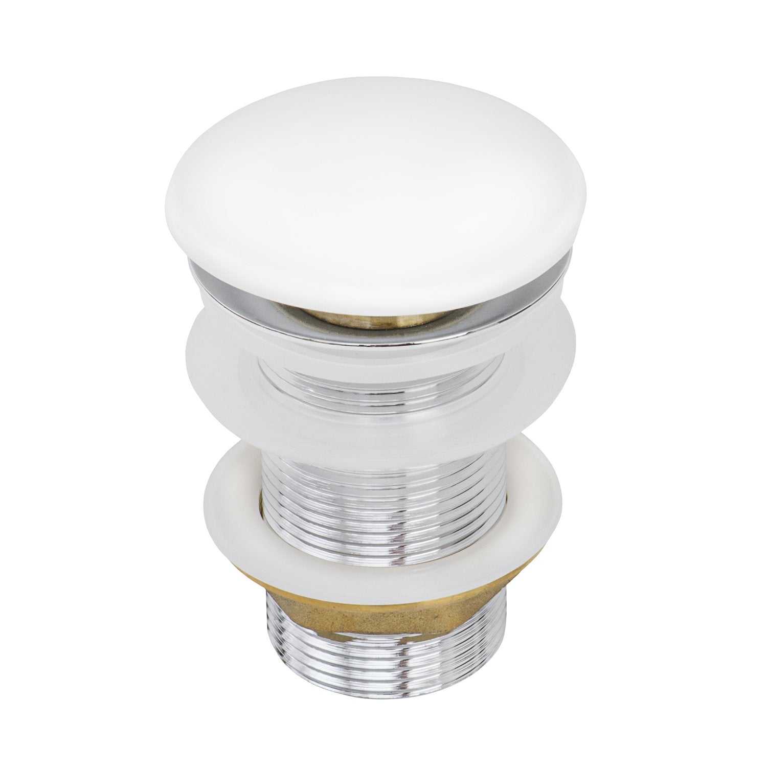 Ruvati White Ceramic Top Push Pop-up Drain for Bathroom Sinks without Overflow RVA5102WH