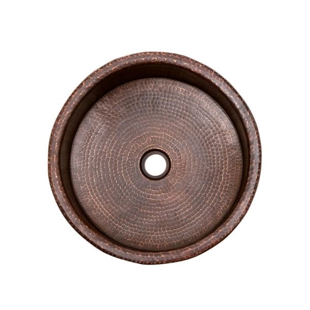 Premier Copper Products 15" Round Vessel Tub Hammered Copper Sink