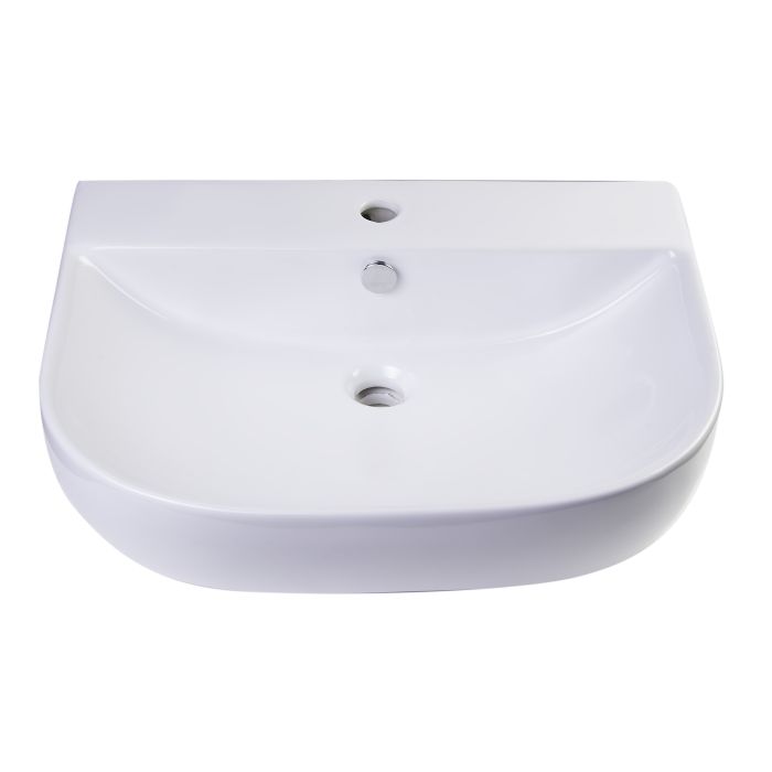 AB111 24" White D-Bowl Porcelain Wall Mounted Bath Sink