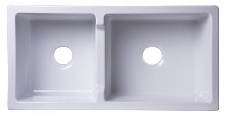 AB3618DB-W 36" White Smooth Thick Wall Fireclay Double Bowl Farm Sink-DirectSinks