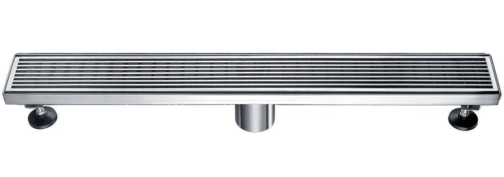 ALFI brand ABLD24D 24" Modern Stainless Steel Linear Shower Drain with Groove Lines-DirectSinks