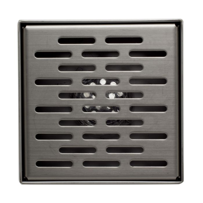 ALFI brand ABSD55C 5" x 5" Modern Square Stainless Steel Shower Drain with Groove Holes