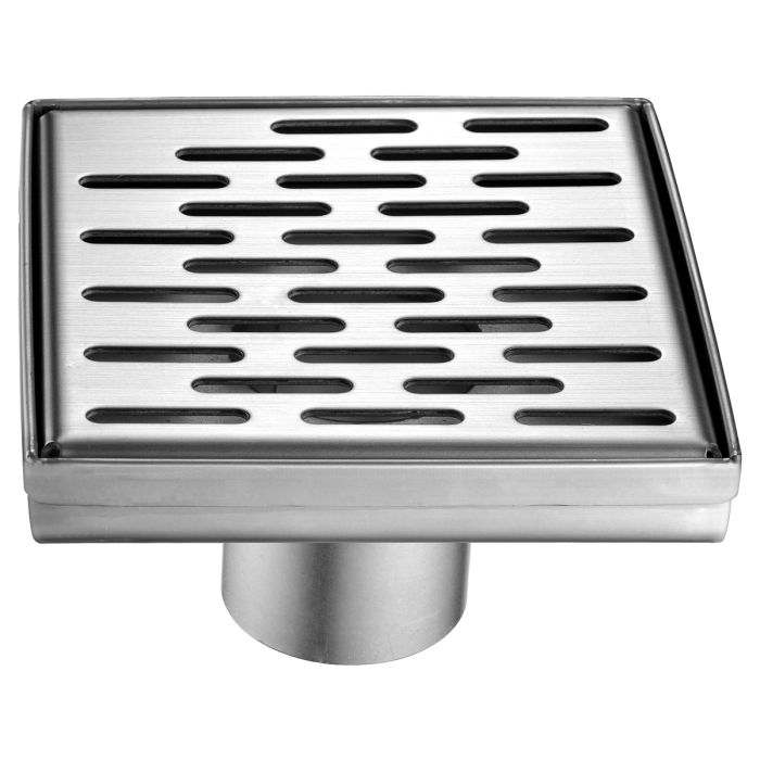 ALFI brand ABSD55C 5" x 5" Modern Square Stainless Steel Shower Drain with Groove Holes