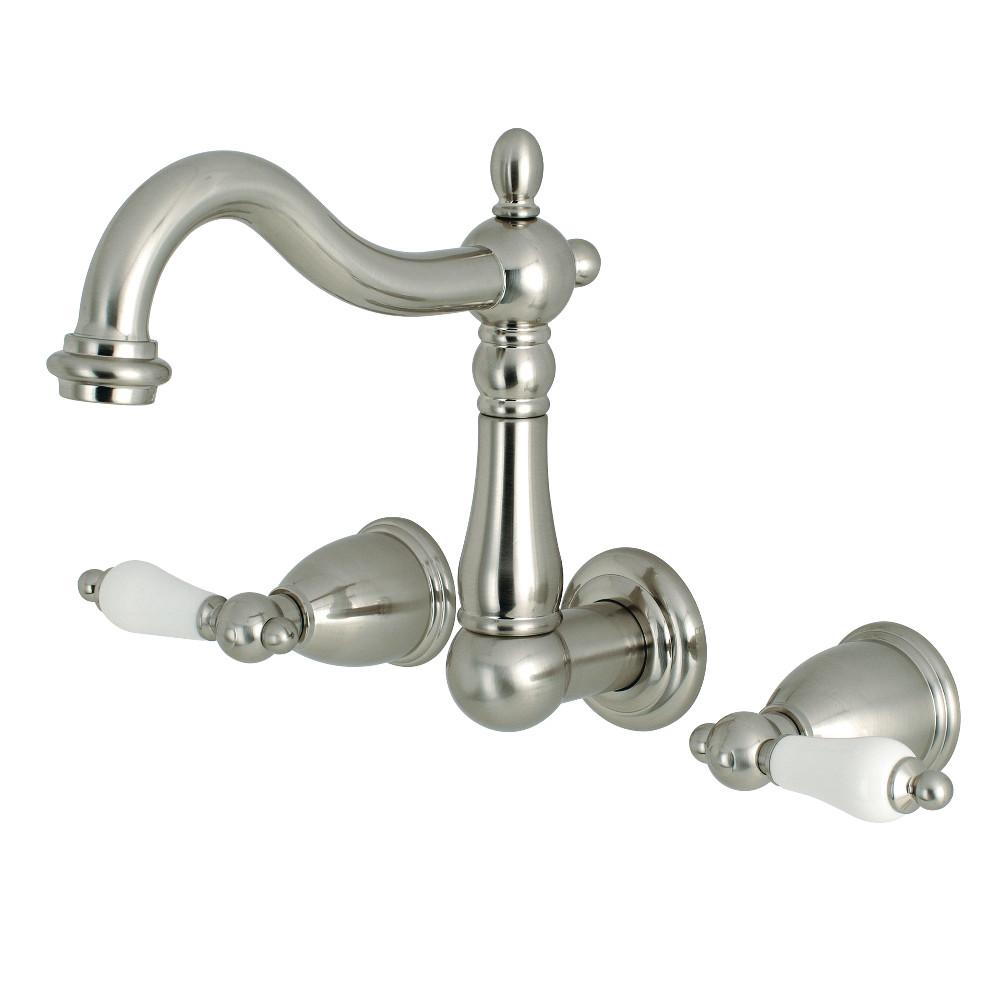 Kingston Brass Heritage 8-Inch Center Wall Mount 3-Hole Bathroom Faucet